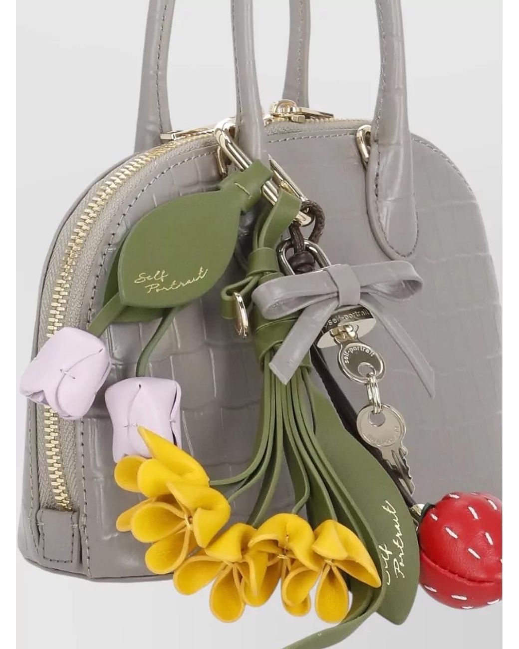 Self-Portrait Gray Diamante Leather Mini Bag