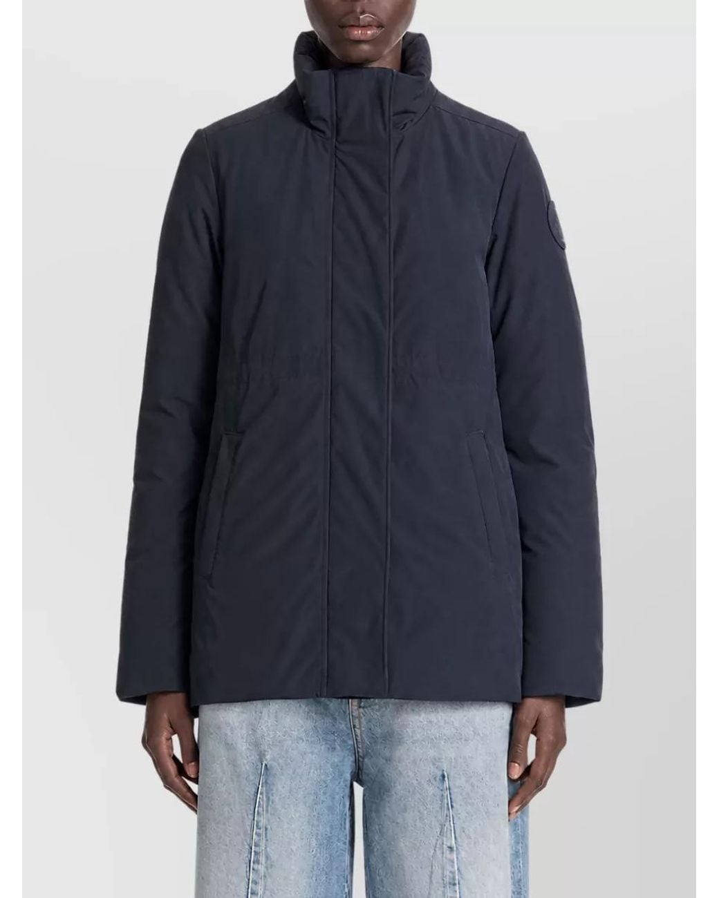 Canada Goose Blue High-Neck Fitted Parka Coat