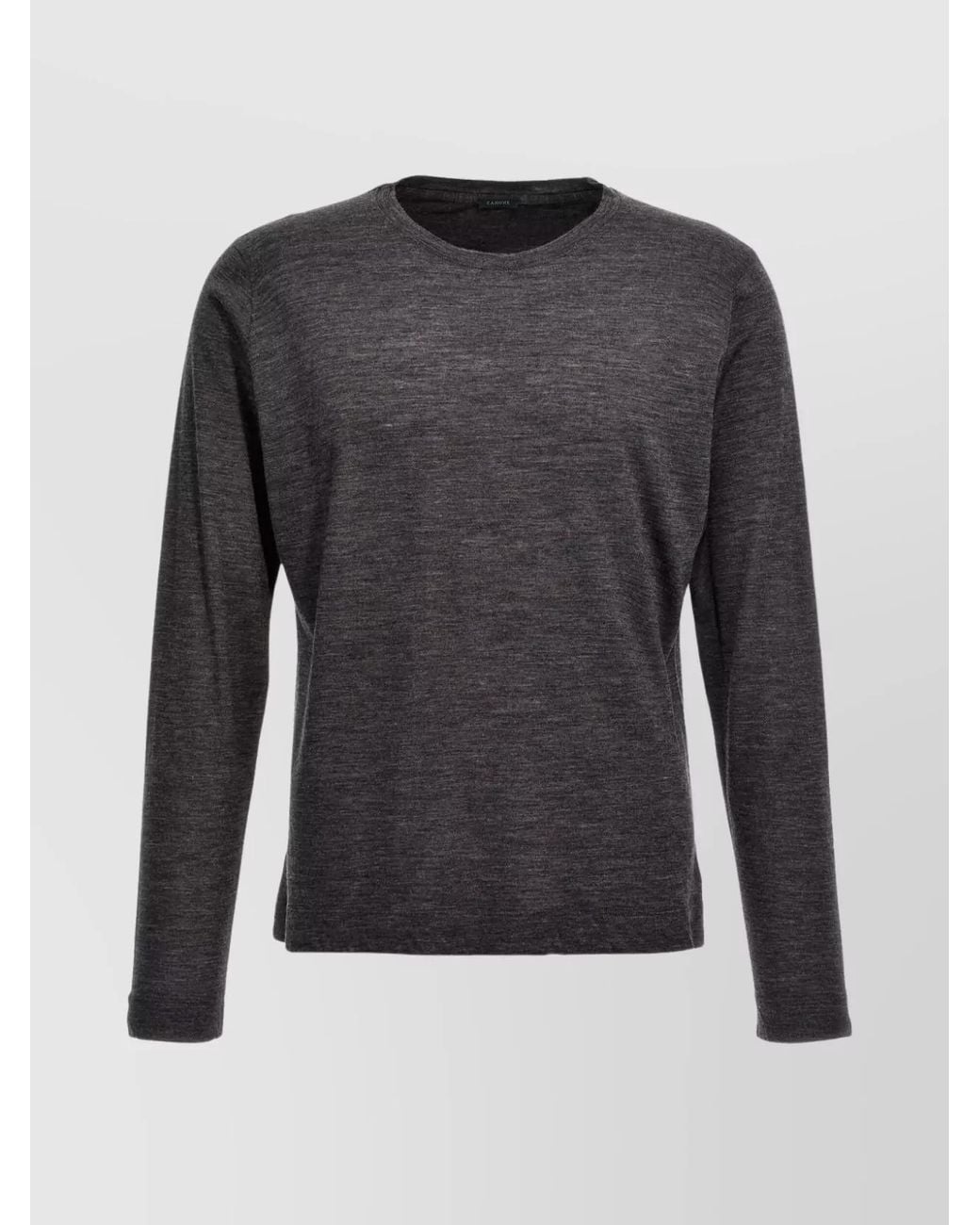 Zanone Black Fine-Knit Virgin Wool Crewneck Sweater for men