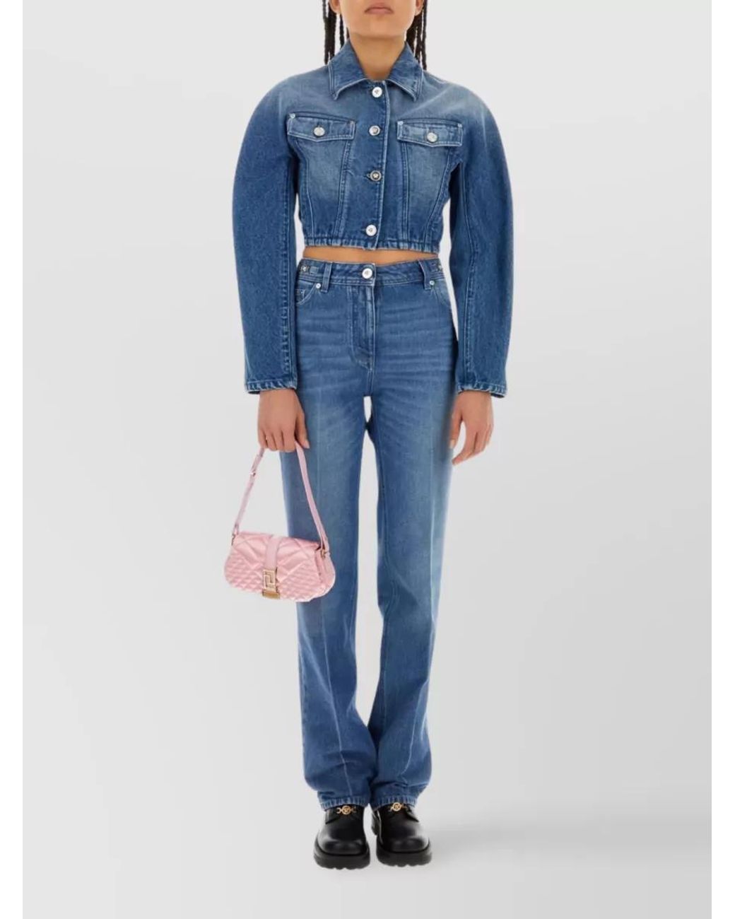 Versace Blue Denim Mid-Rise Straight-Leg Jeans