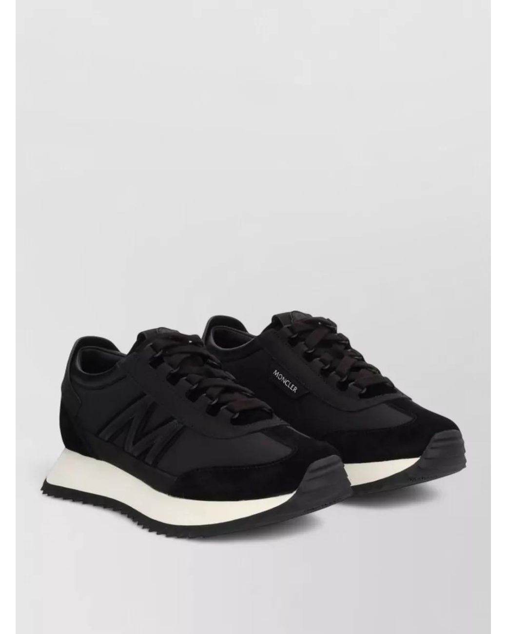 Moncler Black Leather Low-Top Sneakers