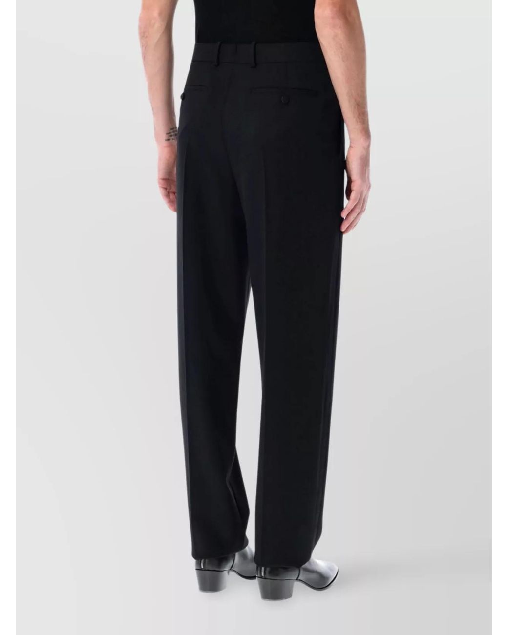 Saint Laurent Black Wool Single-Pleat Tailored Trousers for men