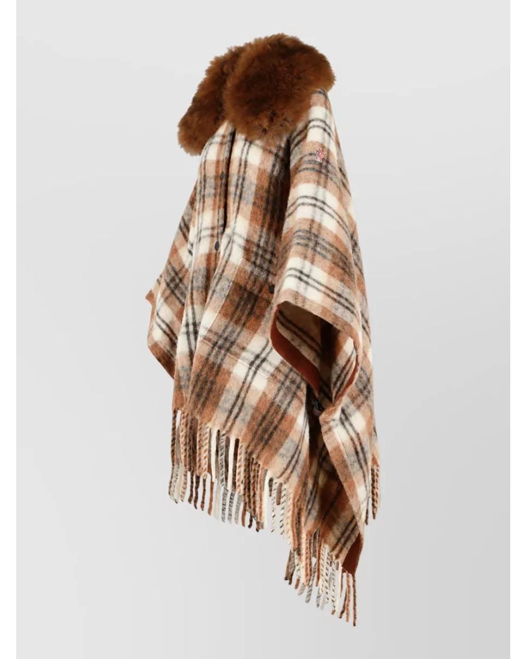 Moncler Brown Mohair Alpaca Wool-Blend Cape