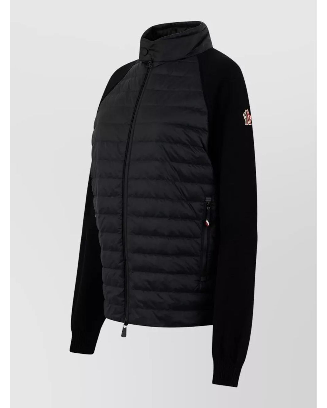 Moncler Black Quilted Knit-Sleeve Down Puffer Jacket
