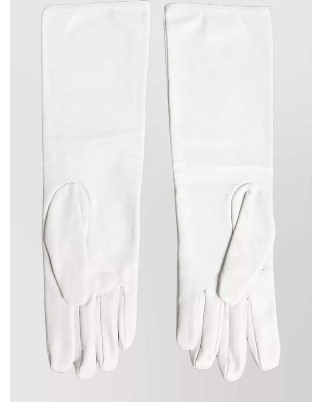 Dolce & Gabbana White Leather Logo-Embossed Gloves