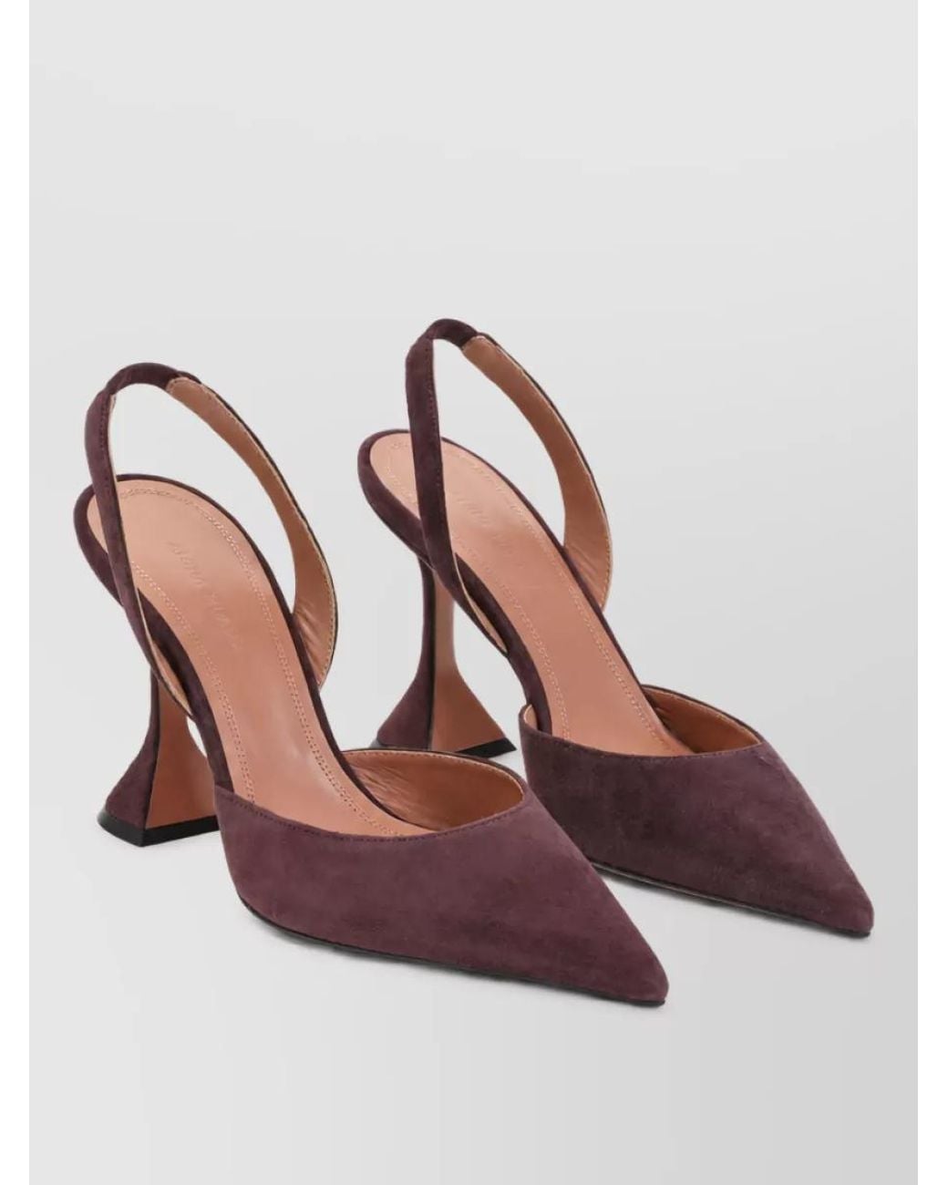AMINA MUADDI Brown Suede Leather Slingback Pumps