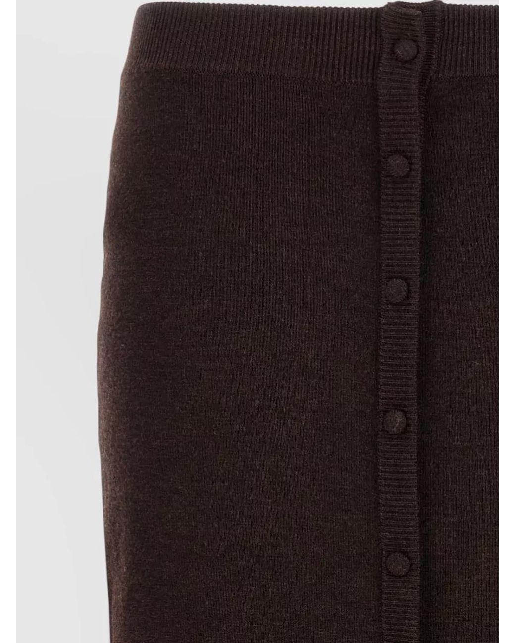 Victoria Beckham Black Ribbed Wool Midi Skirt