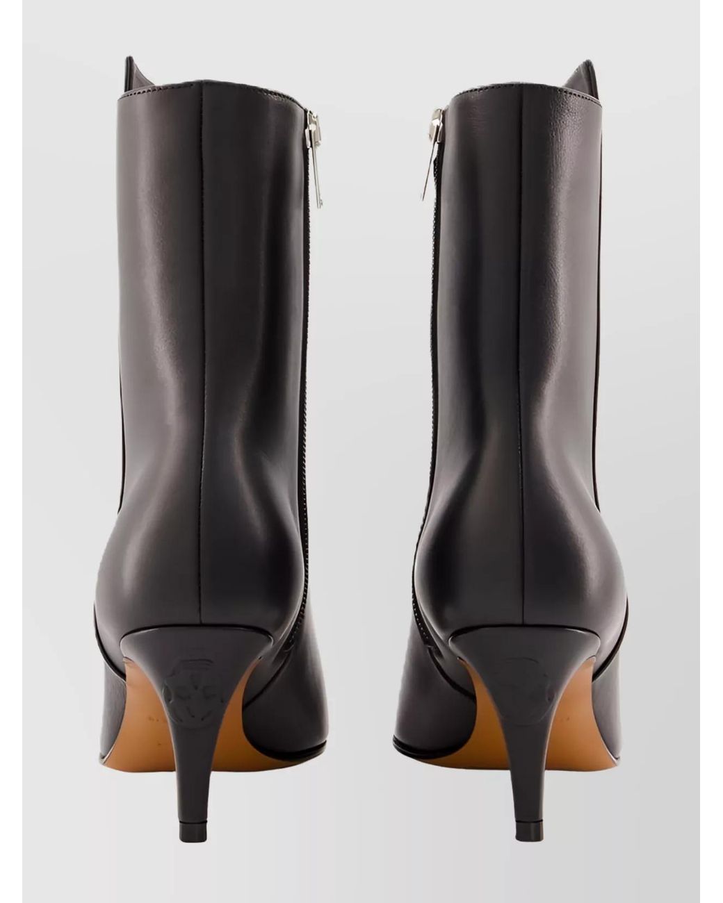 McQueen Black Leather Ankle Boots
