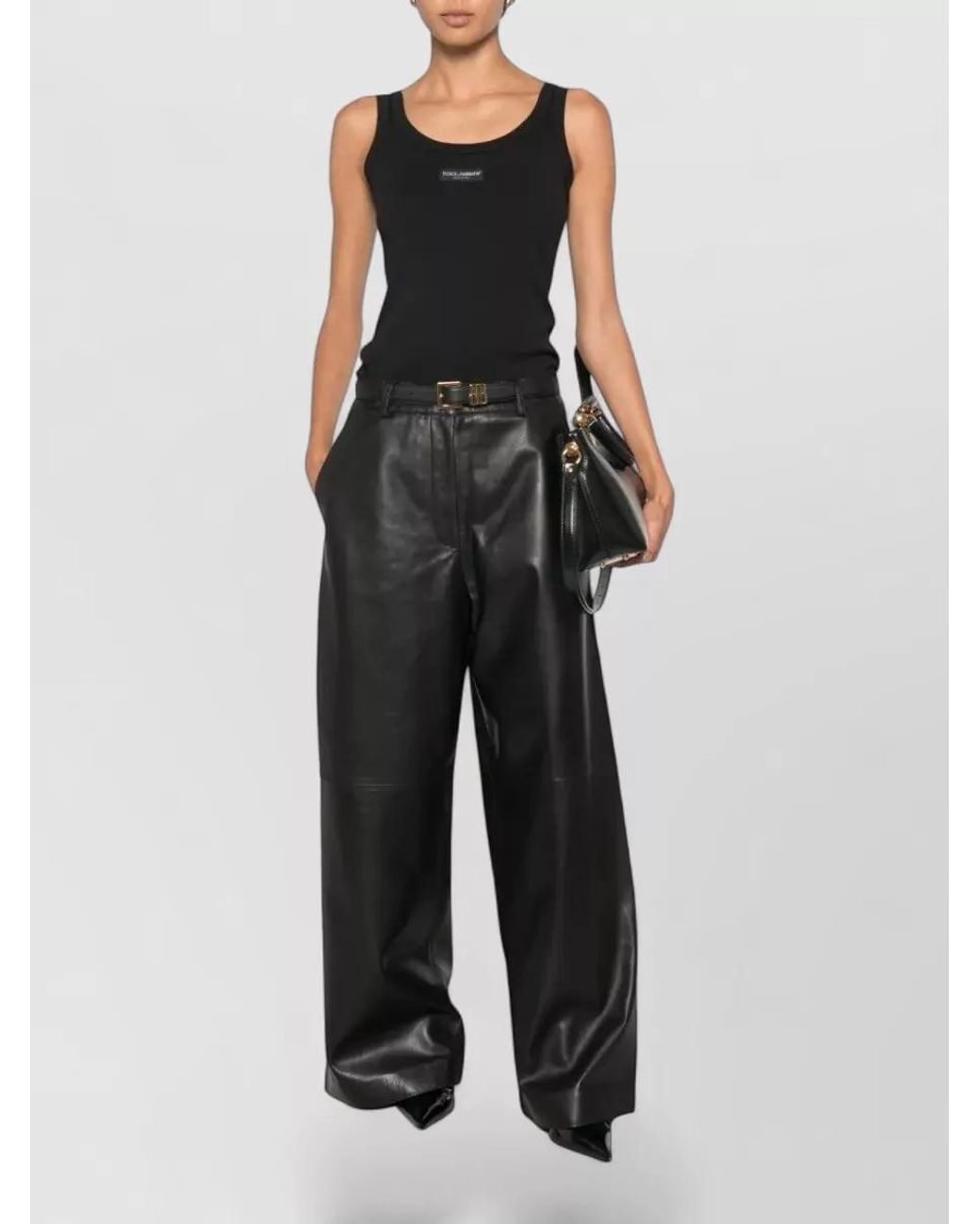 Dolce & Gabbana Black Cotton Ribbed Tank Top