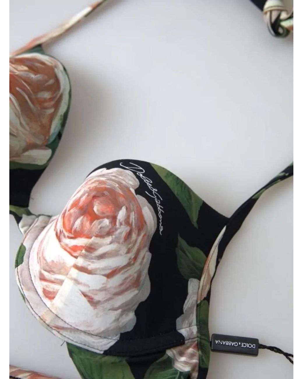 Dolce & Gabbana Metallic Floral-Print Balconette Bikini Top