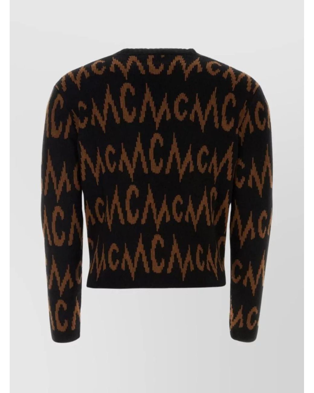 MCM Black Embroidered Ribbed Oversized V-Neck Cashmere Cardigan