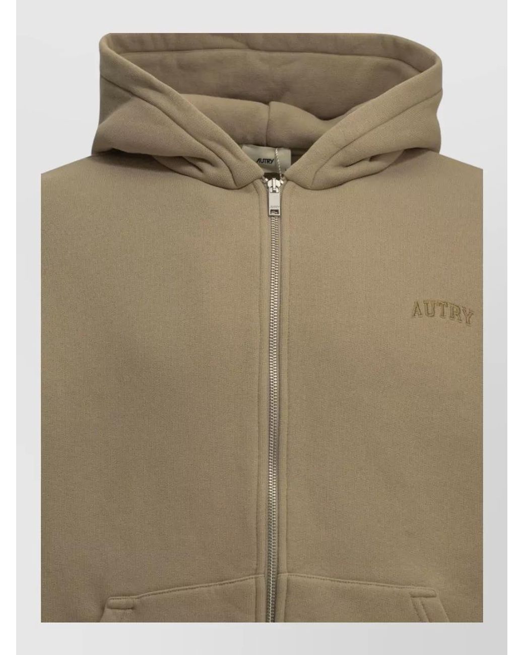 Autry Green Cotton Zip Up Hooded Jacket for men