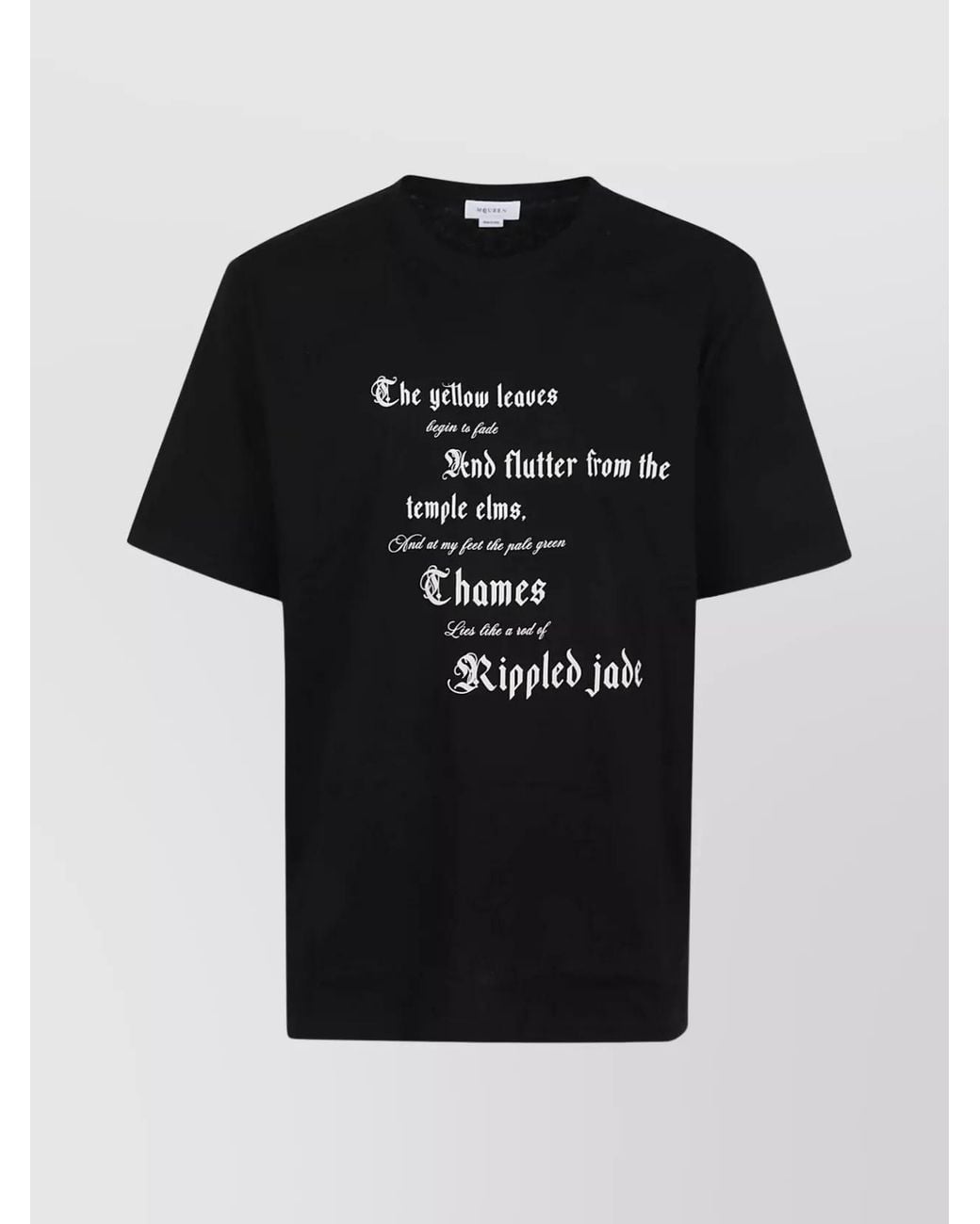 McQueen Black Cotton Logo Print Ribbed Crew Neck T-Shirt for men