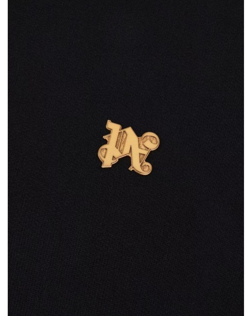 Palm Angels Black Cotton Logo-Embroidered Hoodie for men