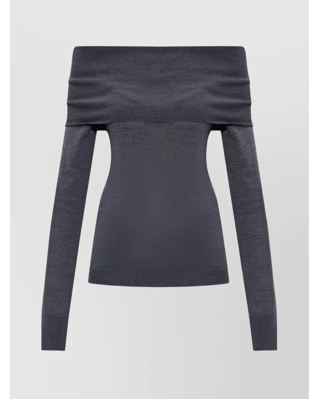 Stella McCartney Blue Virgin Wool Off-Shoulder Turtleneck Jumper