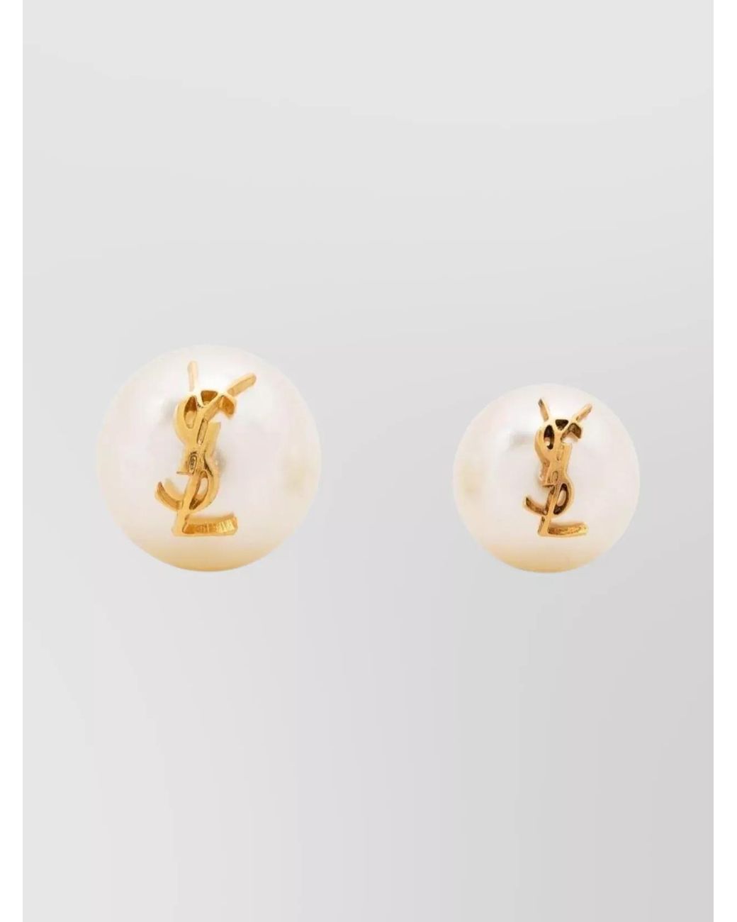 Saint Laurent Metallic Asymmetric Pearl Earrings