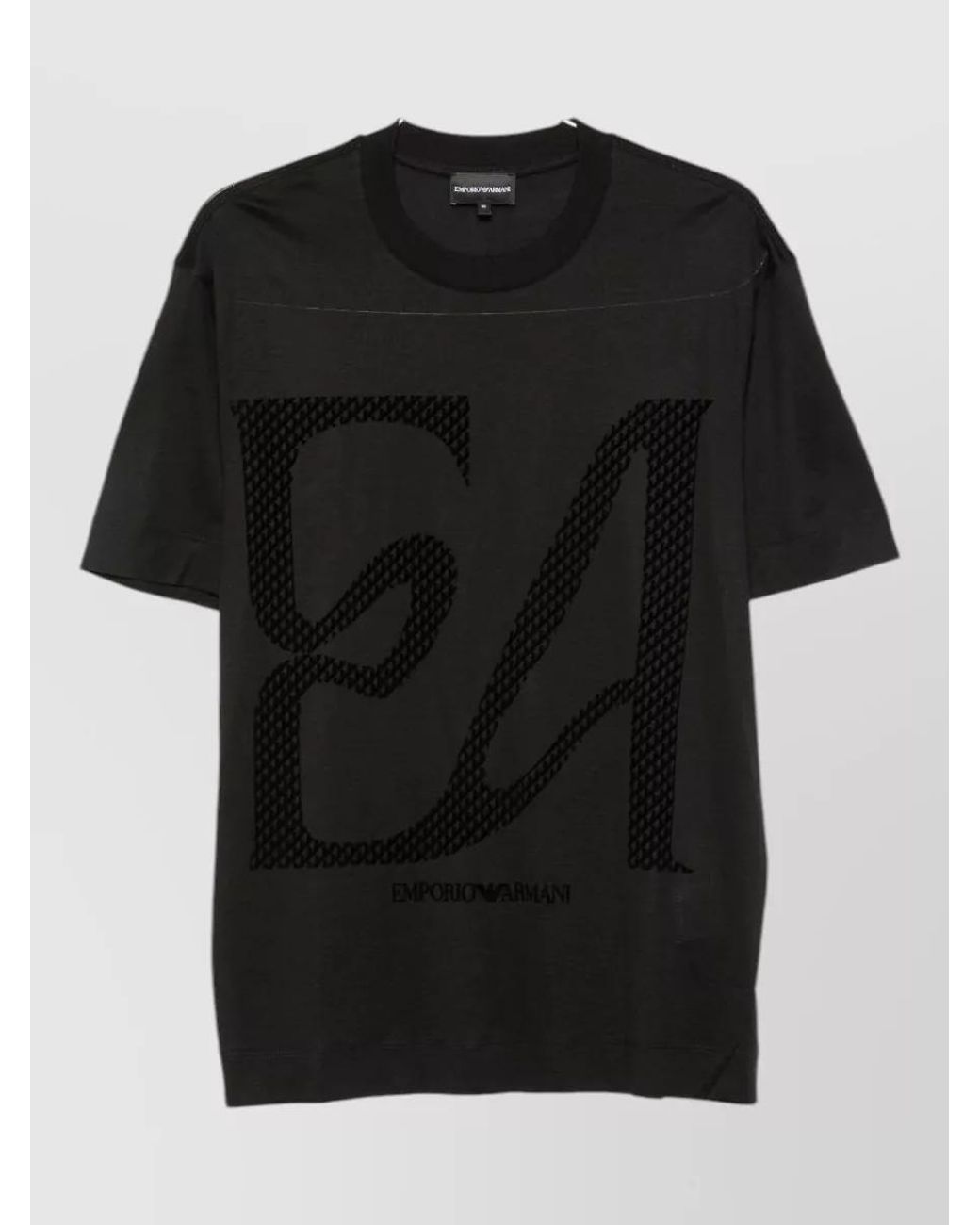 Emporio Armani Black Ribbed Crew-Neck Logo-Print T-Shirt for men