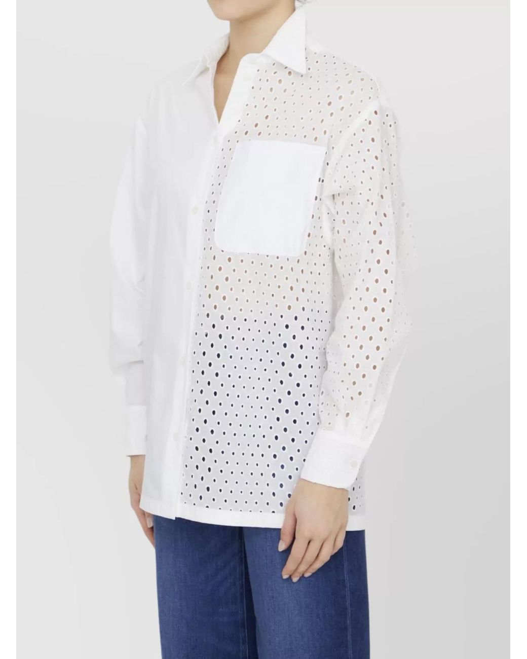 KENZO White Broderie Anglaise Cotton Shirt