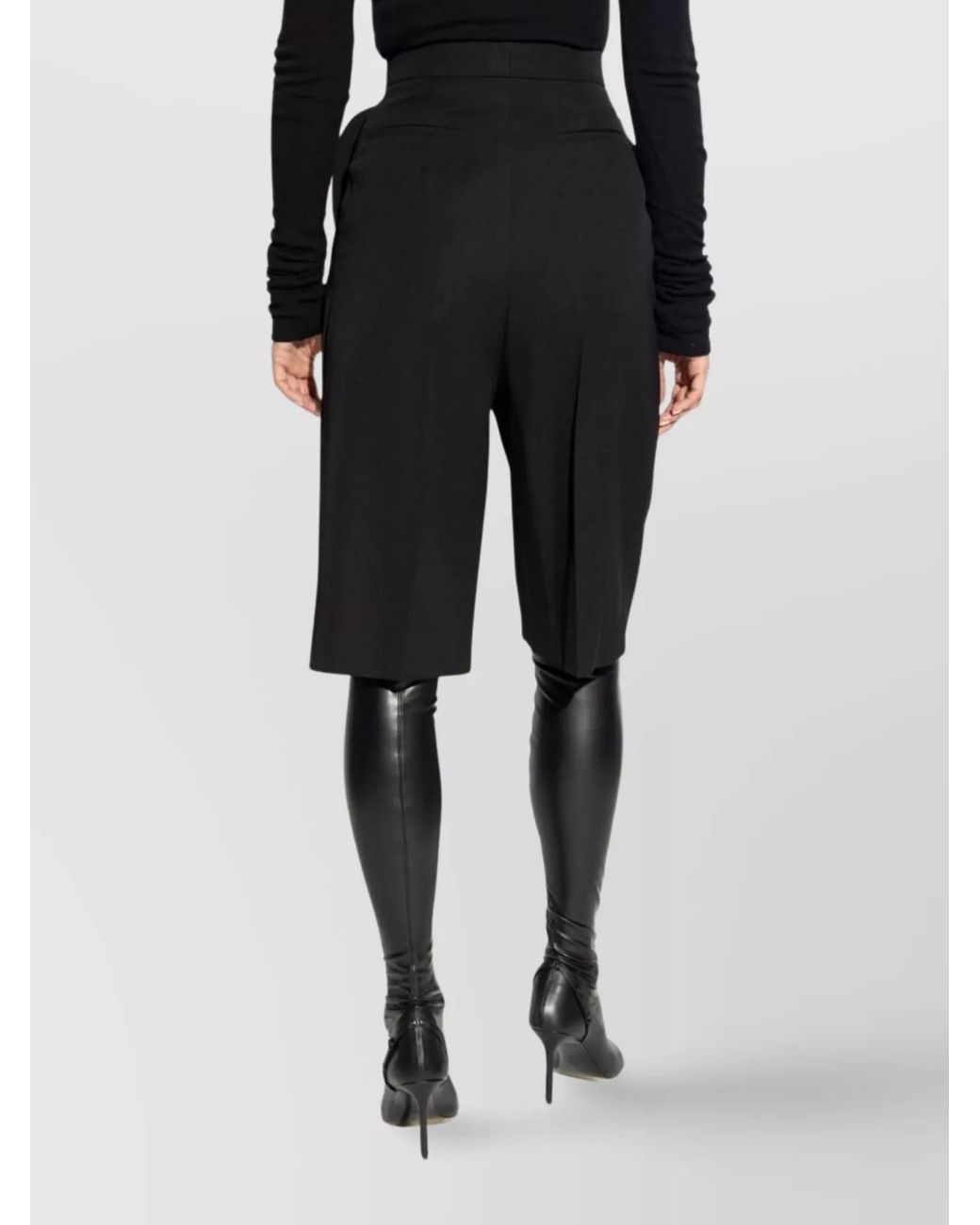Givenchy Black Wool High-Rise Wide-Leg Knee-Length Tailored Bermuda Shorts