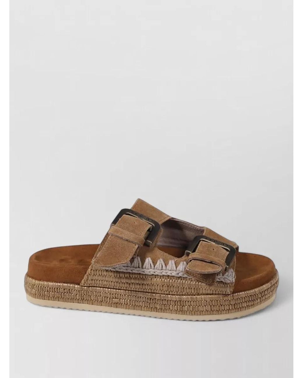Mou Brown Leather Two Buckle Sandals