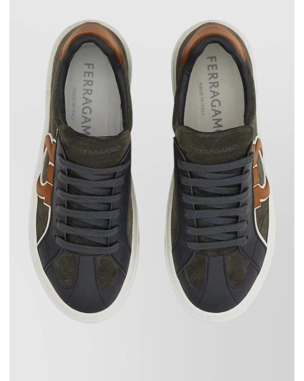 Ferragamo Multicolor Leather Lace-Up Sneakers for men