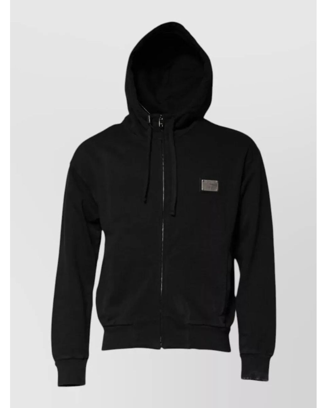 Dolce & Gabbana Black Cotton Zip-Up Hoodie for men