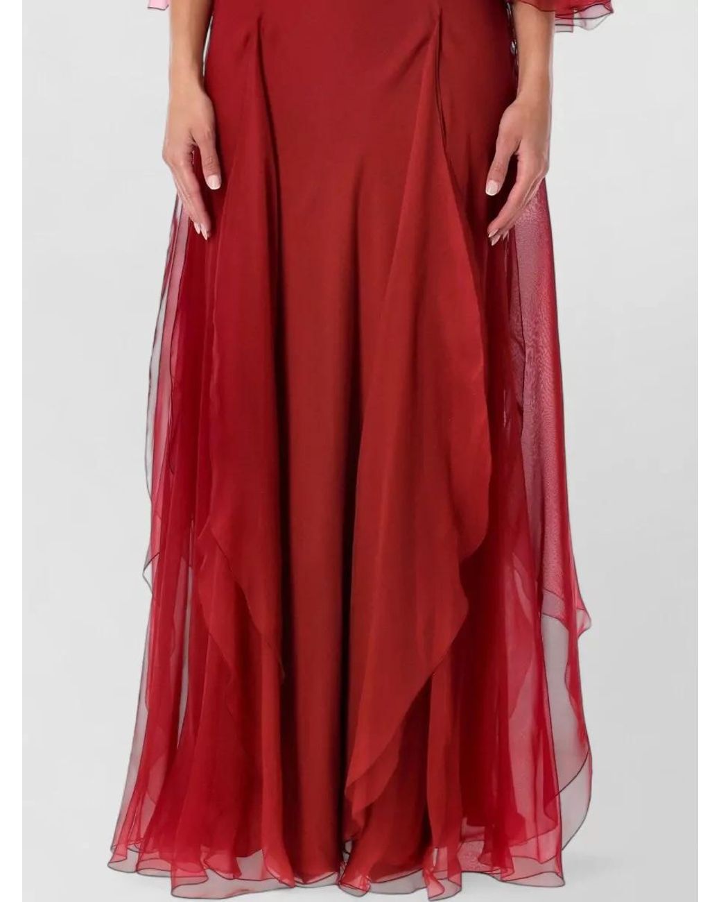 Alberta Ferretti Red Silk Maxi Dress