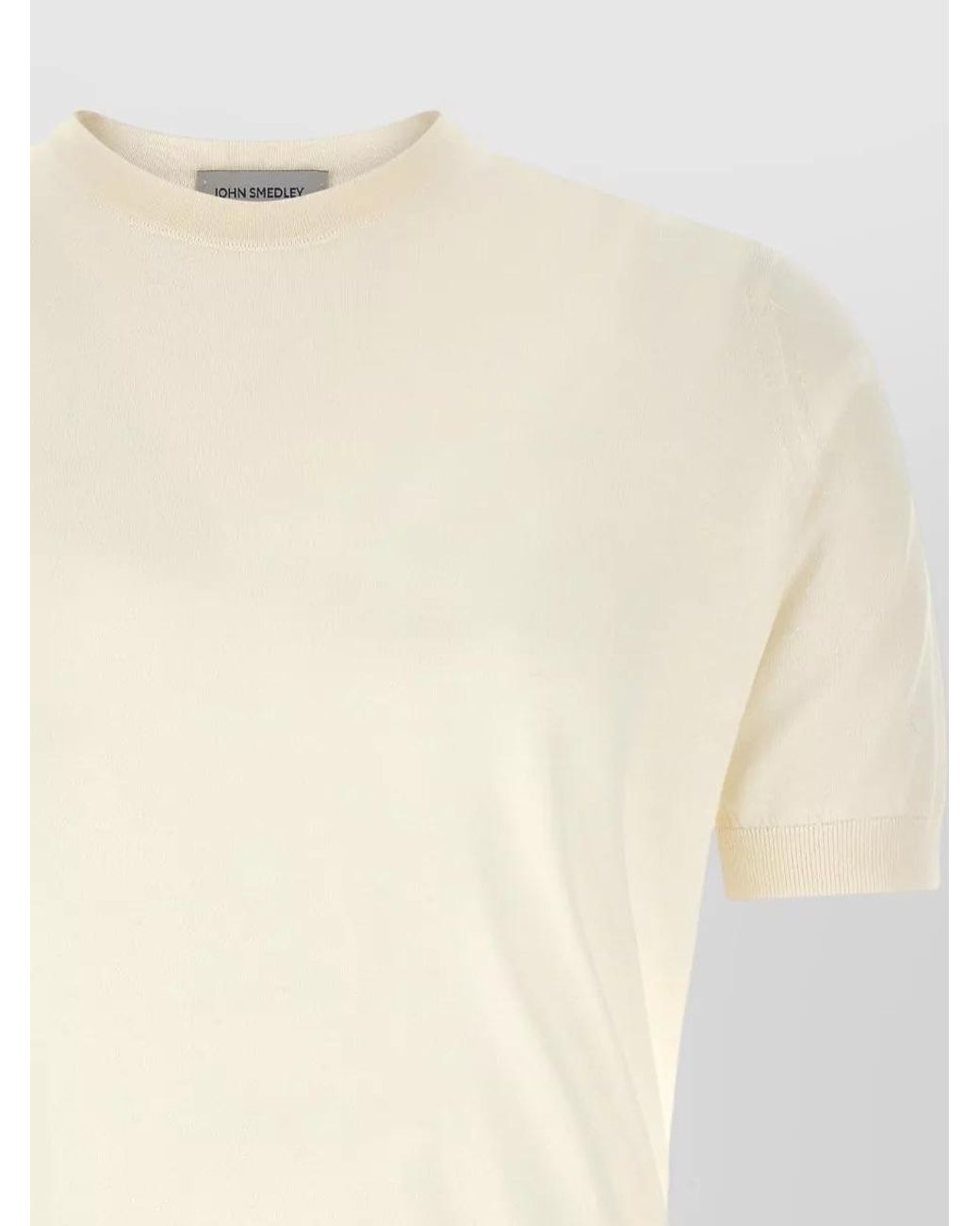 John Smedley Natural Ribbed Cotton Crew-Neck Short-Sleeve T-Shirt for men