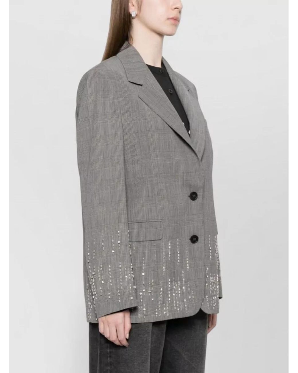 Golden Goose Deluxe Brand Gray Wool Single Breasted Jacket Check Pattern