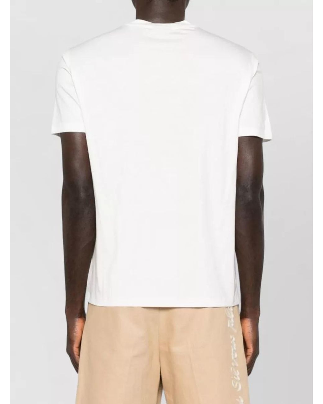 Emporio Armani White Silk Blend Logo Short-Sleeve T-Shirt for men