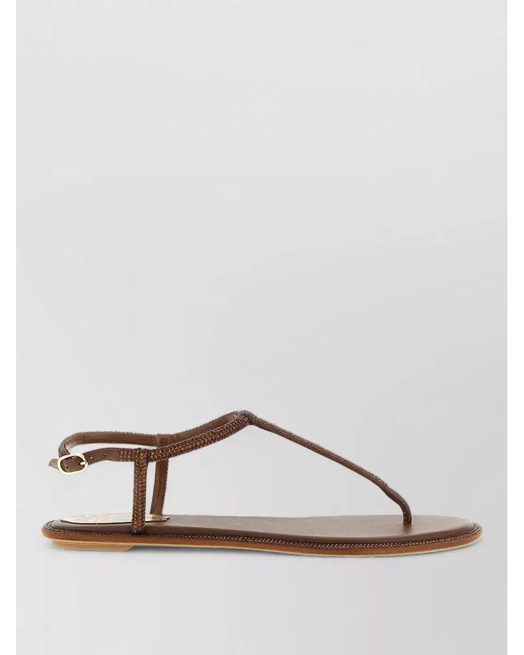 Rene Caovilla Brown Crystal-Embellished Satin Sandals
