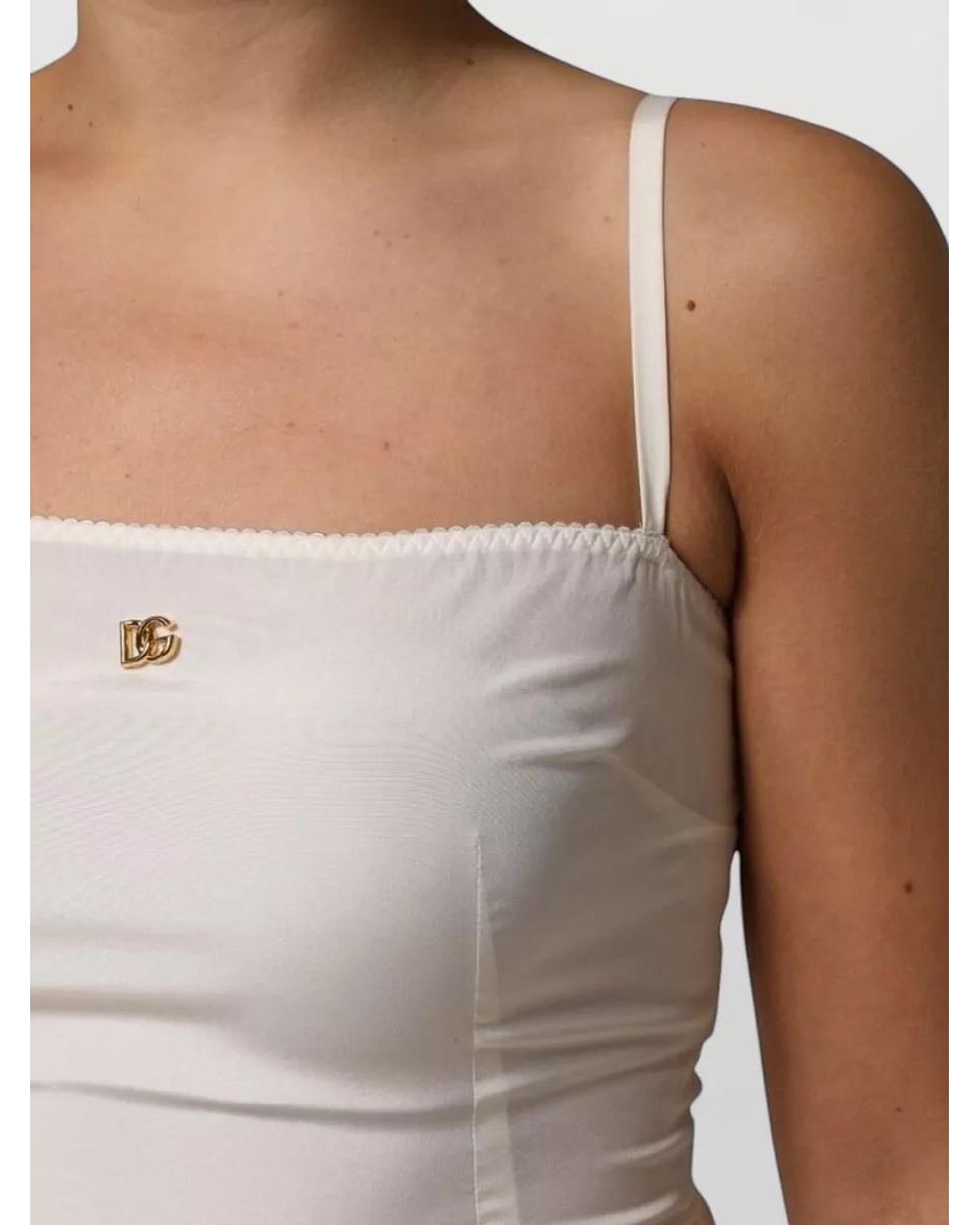 Dolce & Gabbana Natural Silk Lace-Trim Midi Slip Dress