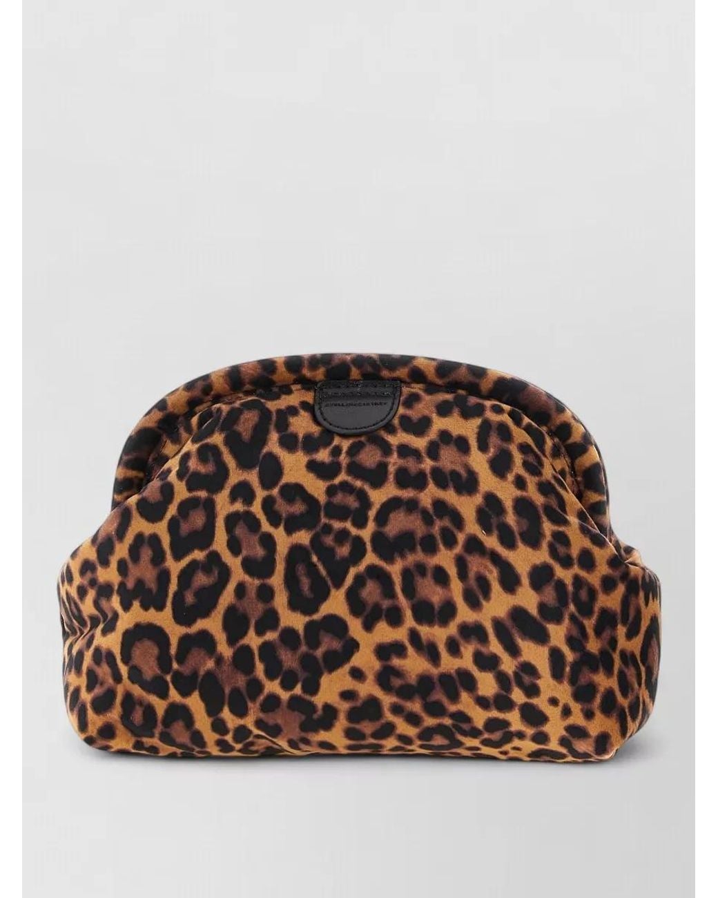 Stella McCartney Brown Falabella Soft Velvet Leopard-Print Clutch Bag