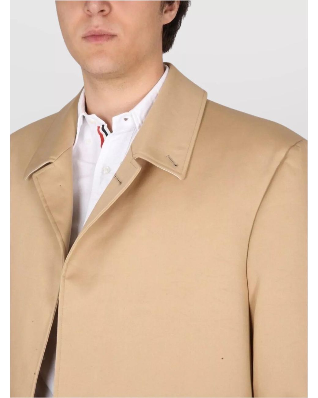 Thom Browne Natural Cotton Single Breasted Coat for men