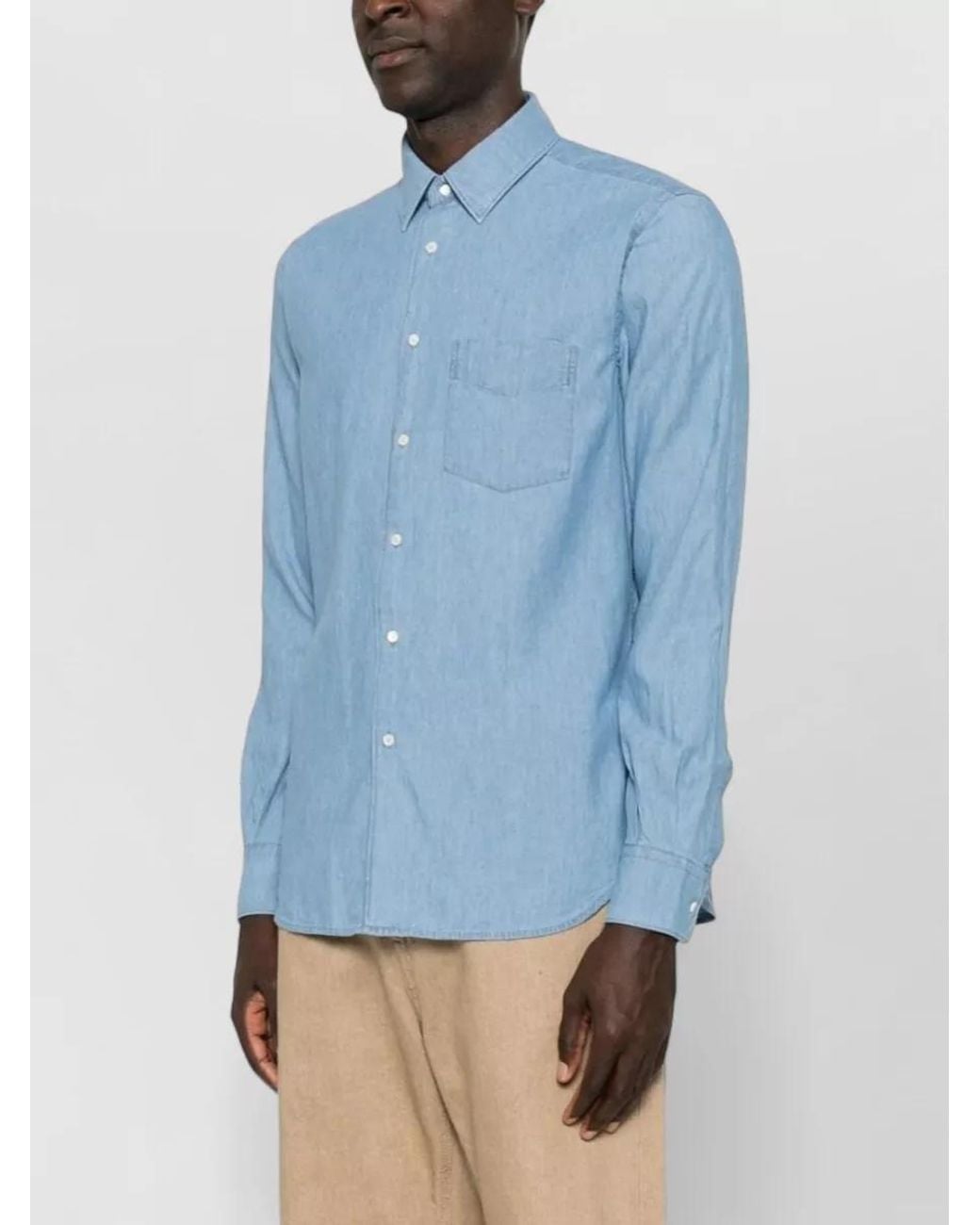Aspesi Blue Denim Shirt for men