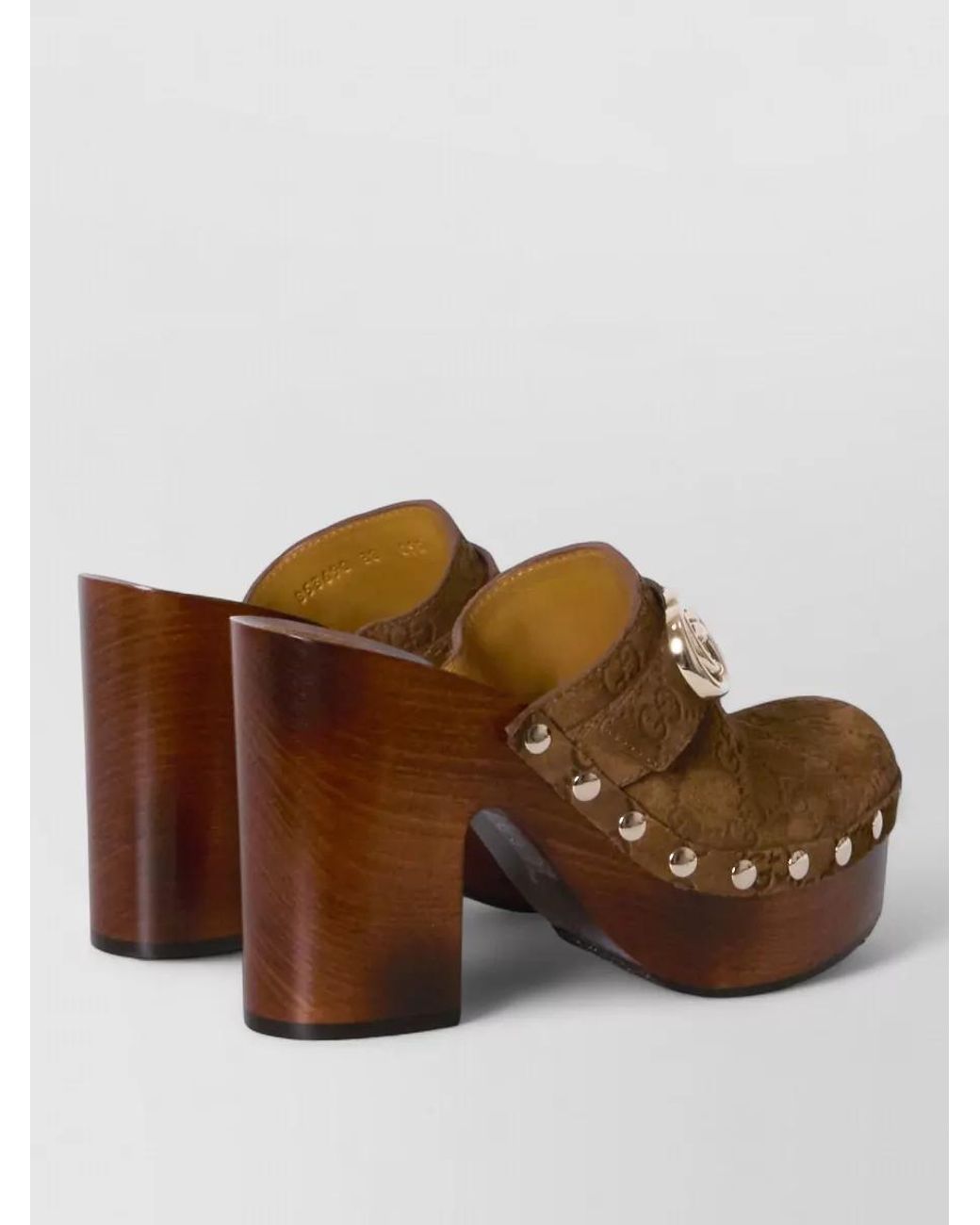 Gucci Brown Leather Platform Clog Mules