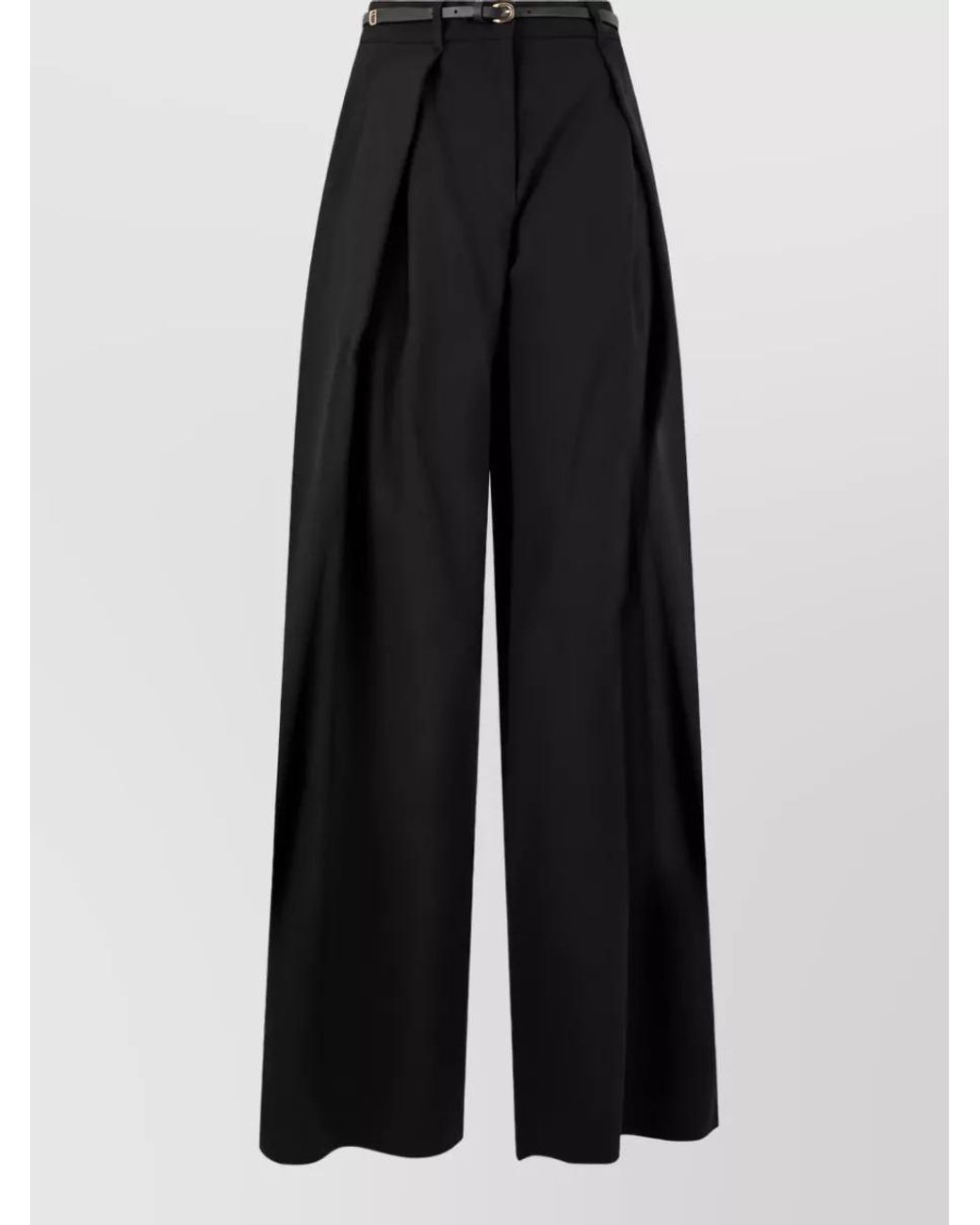 Max Mara Black High-Rise Pleated Wide-Leg Trousers