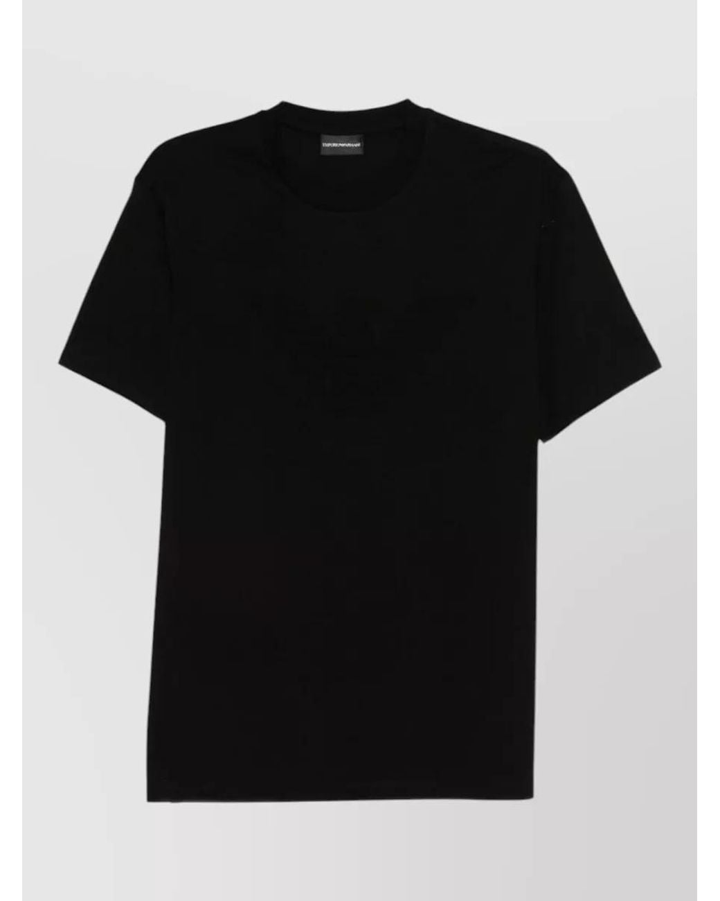 Emporio Armani Black Logo Cotton Crew Neck T-Shirt for men
