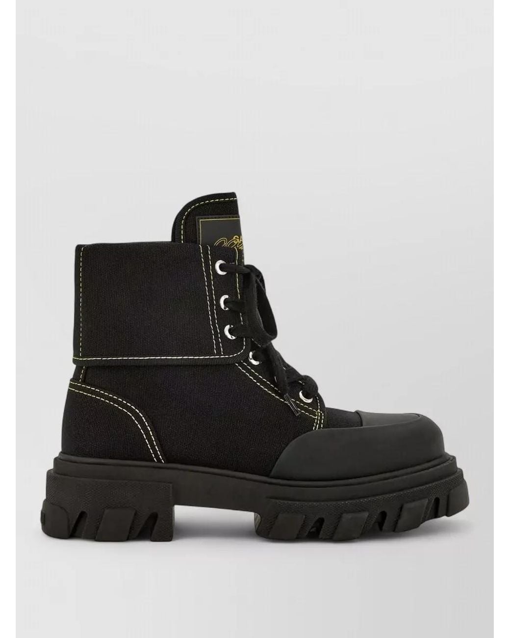 Ganni Black Cotton Ankle Boots