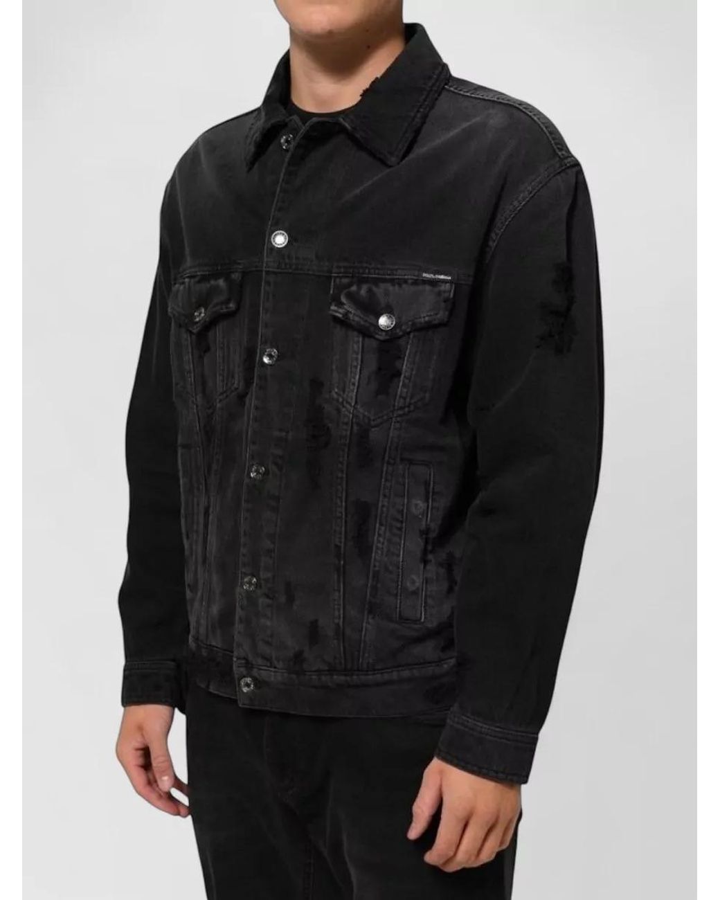 Dolce & Gabbana Black Denim Single Breasted Coat for men
