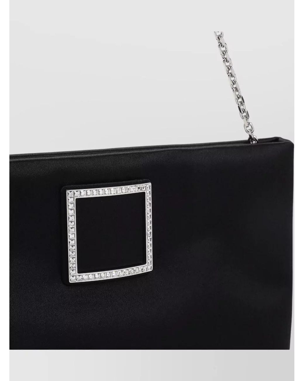 Roger Vivier Black Silk Satin Crystal Embellished Clutch Bag