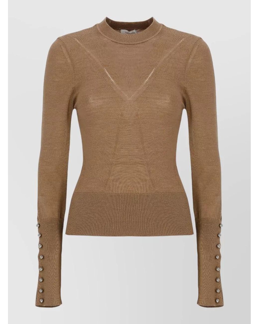 Rabanne Brown Ribbed Crewneck Sweater