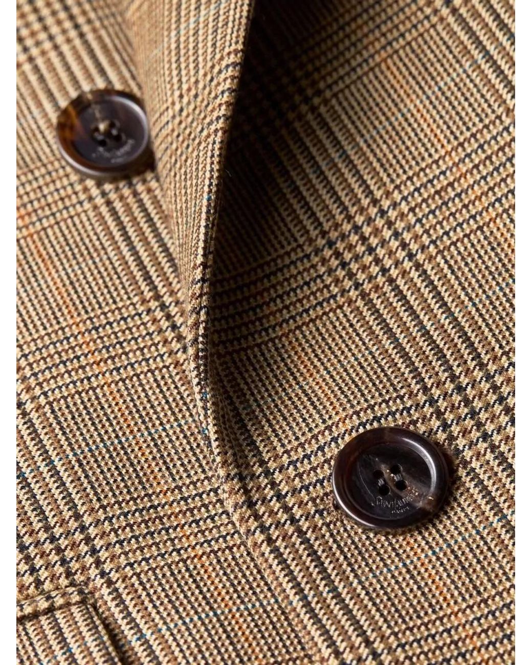 Saint Laurent Brown Double-Breasted Glen Plaid Blazer