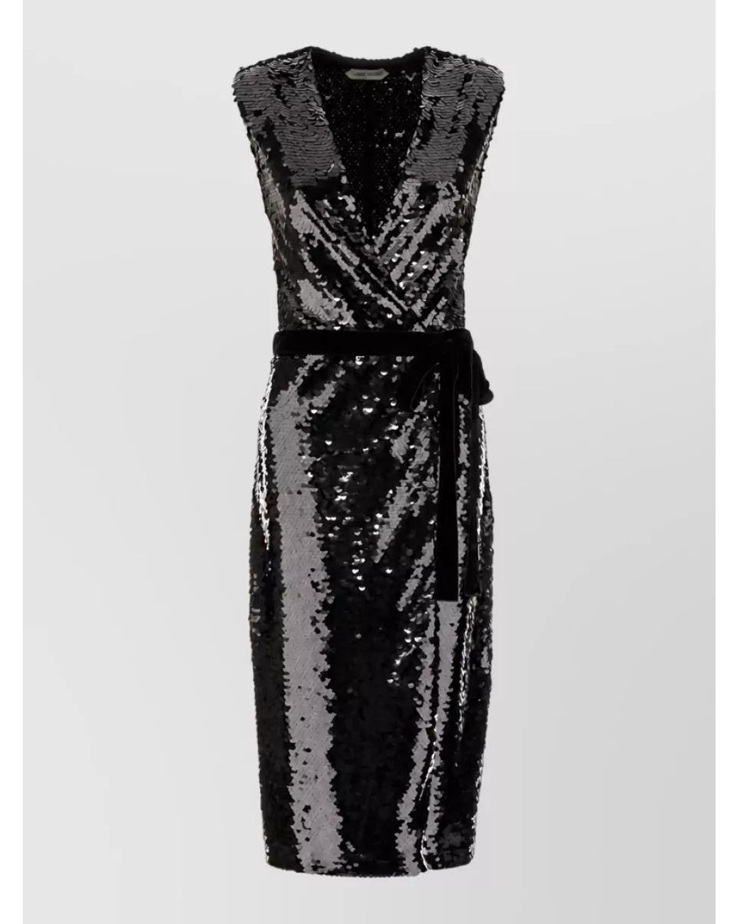 Alberta Ferretti Black Embellished Crepe Midi Dress