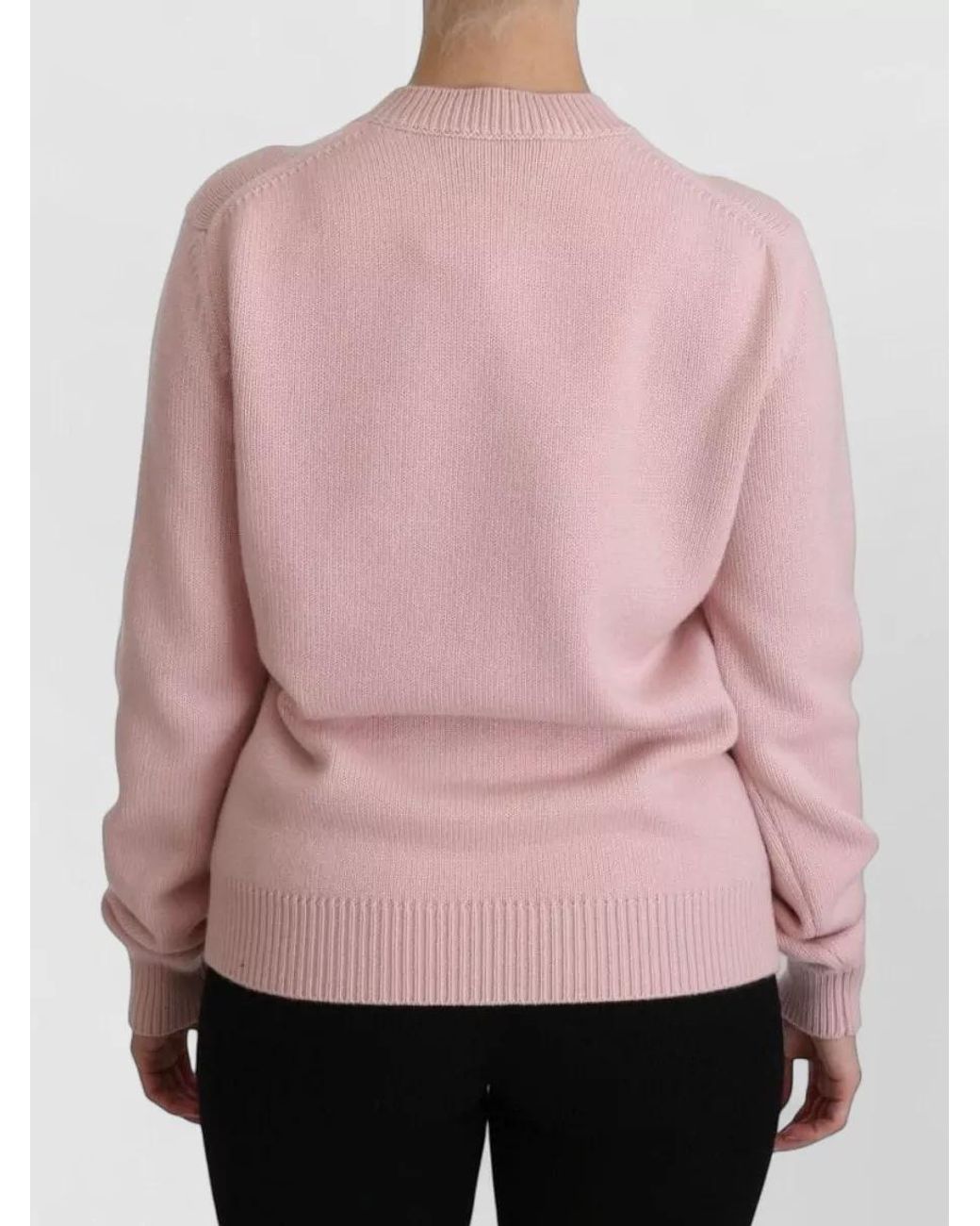 Dolce & Gabbana Pink Cashmere Ribbed Crew Neck Sweater