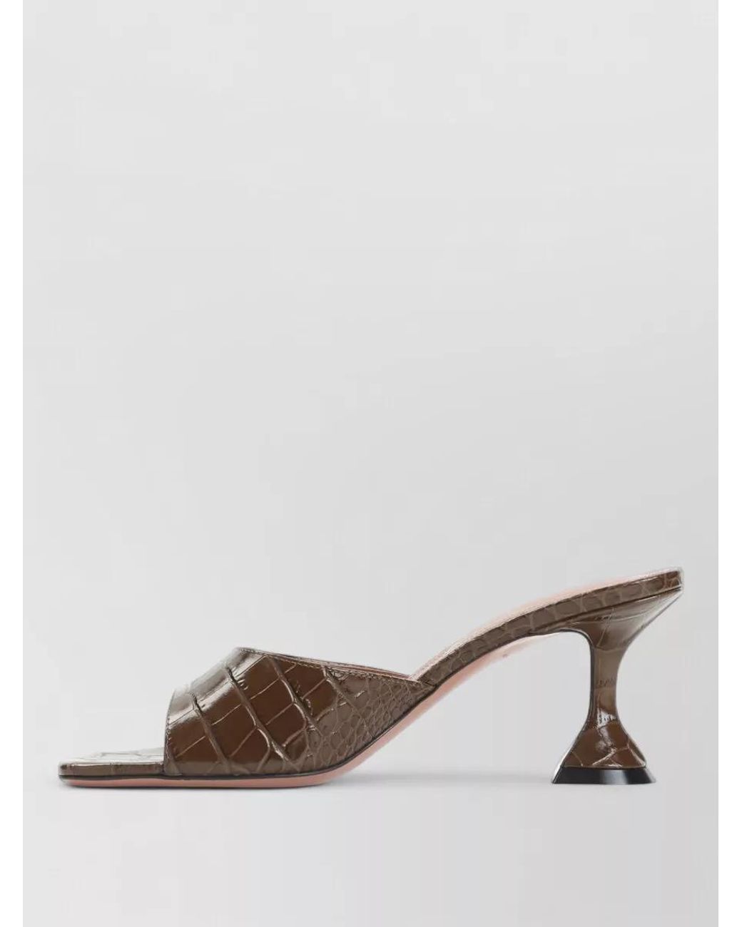 AMINA MUADDI Pink Leather Crocodile-Effect Lupita 70 Mules