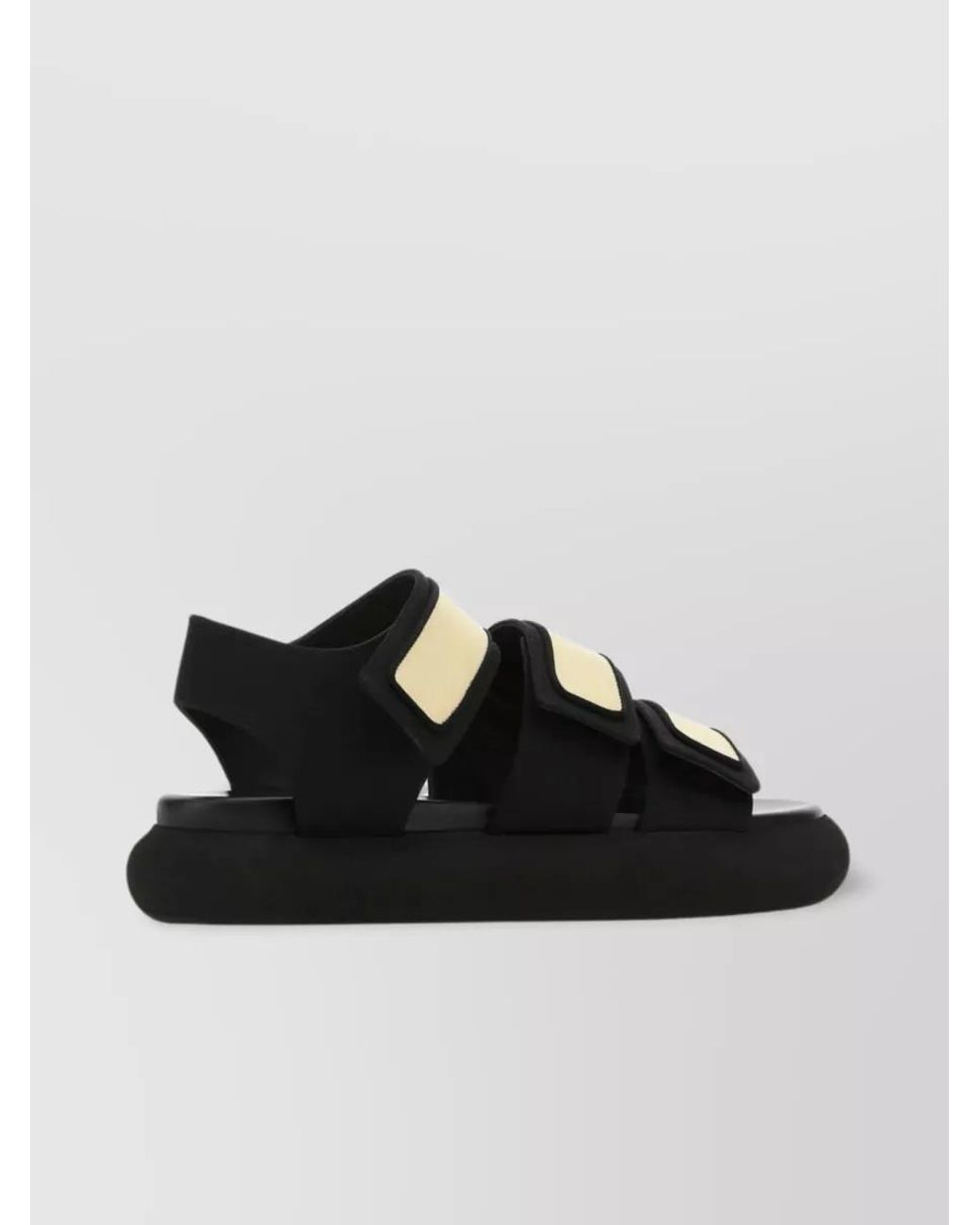 Neous Black Two-Tone Fabric Sandals