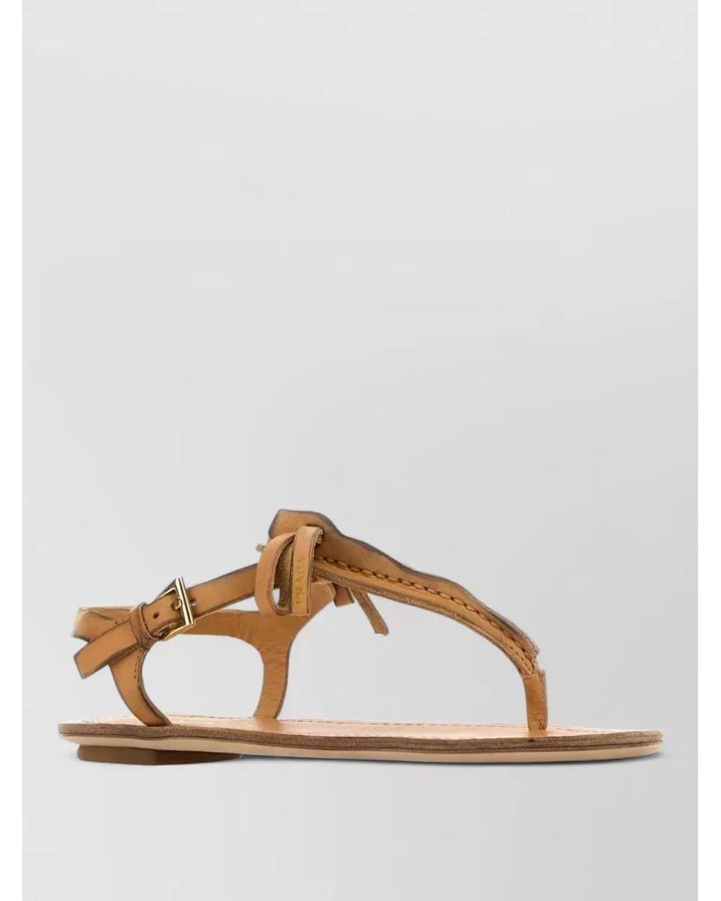 Prada Brown Leather Thong Sandals