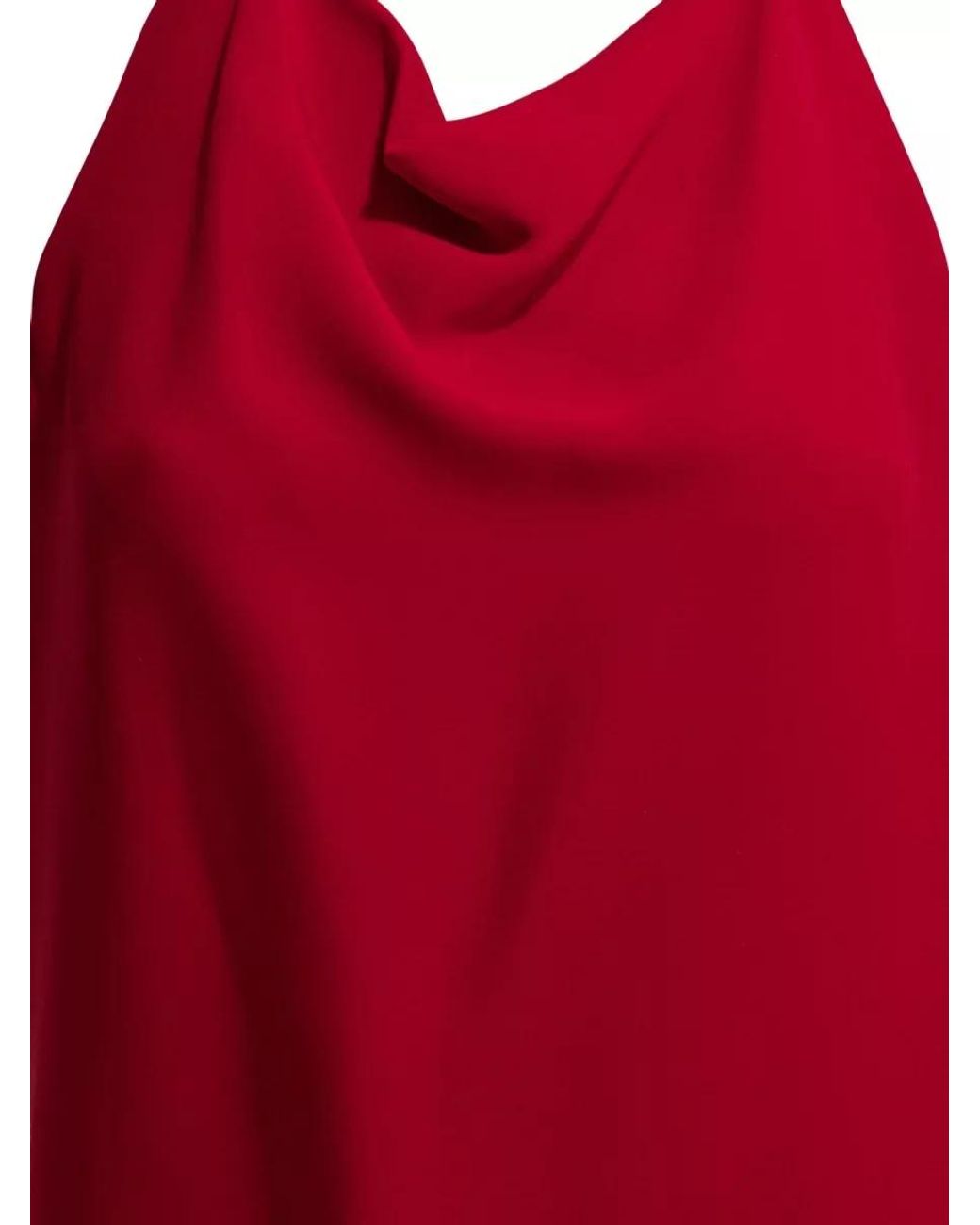 Valentino Red Silk Draped Midi Dress