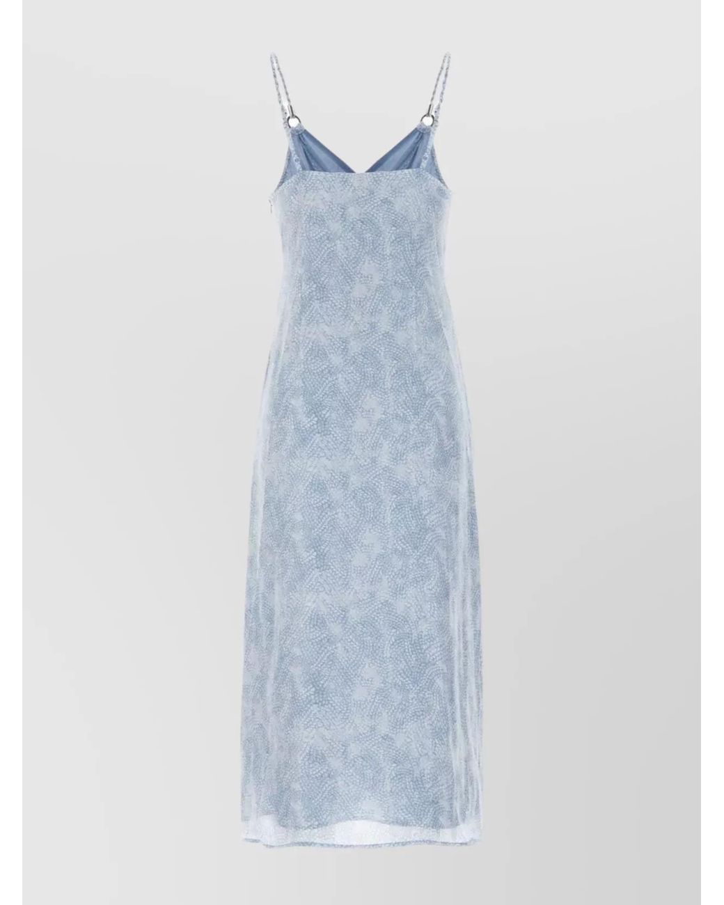 Michael Kors Blue Floral-Print V-Neck Midi Dress